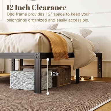 ZIYOO Full Size Bed Frame with Heavy Duty Steel Slat, 14 Inches Platform Bed Frame, Non-Slip Design, No Box Spring Needed, Easy Assembly, Quiet Noise Free, Under Bed Storage Space, Black - Image 4