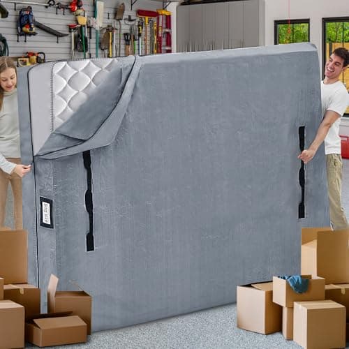 Mattress Bags for Moving and Storage, BETU Queen Mattress Protector Waterproof Mattress Cover with 8 Heavy Duty Handles and Zipper Extra Thick Moving Supplies for Bed Reusable (82x62x13.5 Grey) - Image 1