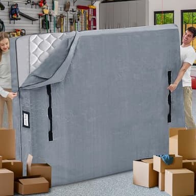 Mattress Bags for Moving and Storage, BETU Queen Mattress Protector Waterproof Mattress Cover with 8 Heavy Duty Handles and Zipper Extra Thick Moving Supplies for Bed Reusable (82x62x13.5 Grey) - Image 1