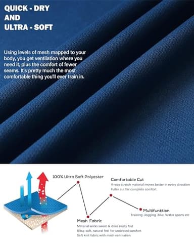 Kinglaman Mesh Workout Shirts for Men Dry Fit Gym Shirts Quick Dry Athletic Short Sleeve Sports T-Shirt Moisture Wicking 1 Black 1 Gray 1 White 1 Blue 1 Green X-Large - Image 4