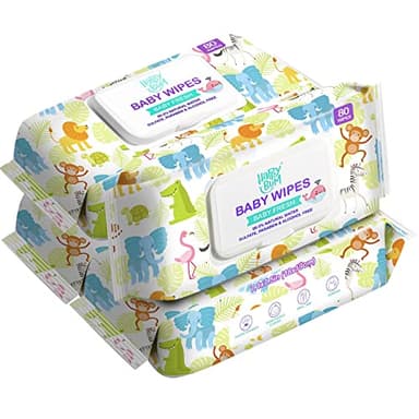 HAPPY BUM Sensitive Water Baby Diaper Wipes, Baby Wipes, Unscented, 4 Flip-top packs (320 Wipes Total) - Image 9