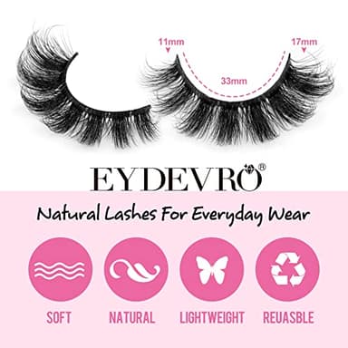 Mink Lashes Fluffy Wispy Lashes Natural Look 3D False Eyelashes D Curl Russian Strip Lashes 7 Pairs Short Fake Eyelash Pack by EYDEVRO - Image 2
