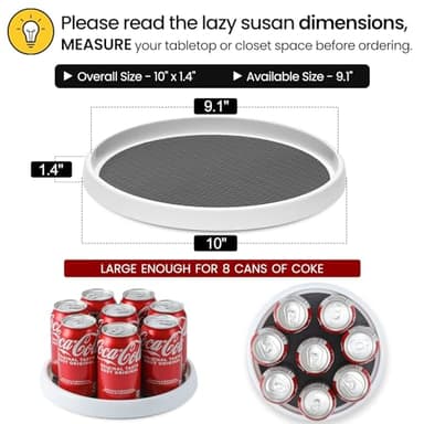 Set of 4, 10 Inch Non-Skid Lazy Susan Organizers - Turntable Rack for Cabinet, Pantry Organization and Storage, Kitchen, Fridge, Bathroom Makeup Vanity Countertop, Under Sink Organizing, Spice Rack - Image 2