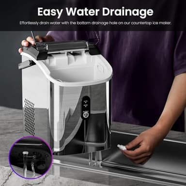 Kismile Nugget Ice Makers Countertop, Portable Sonic Ice Machine with Self-Cleaning/One-Click Operation for Home/Office(Silver) - Image 5