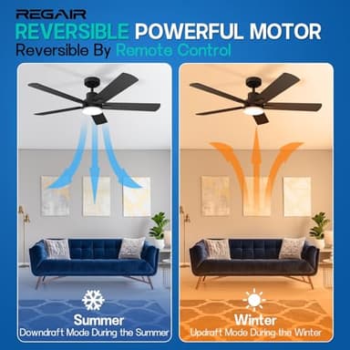 Ceiling Fan with Light 52-Inch, Remote Control Reversible DC Motors, 3CCT Dimmable Timer Noiseless, Black Ceiling Fan for Bedroom Living Room, Indoor&Outdoor ETL Listed - Image 3