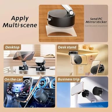 Oudvaker Foldable Magnetic Vacuum Phone Holder, 360° Electric Suction Car Mount, Double-Sided Swivel Stand for Car, Mirror, Gym, Kitchen, Hands-Free Portable Phone Holder (Pink) - Image 2