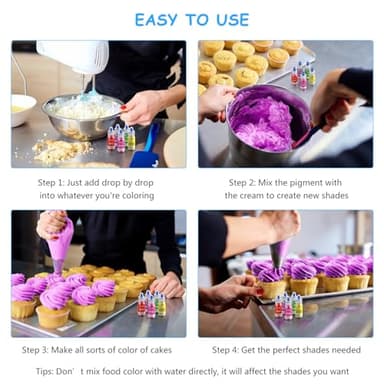 Gel Food Coloring Cake Decorating Set - Jelife 20 Colors Gel Based Flavorless Edible Food Color Dye Vibrant Concentrated Neon Icing Colors for Kids Baking Macaron Frosting Fondant Cookie (6ml/Bottles) - Image 4