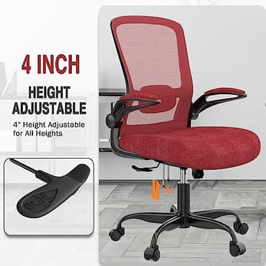 Mimoglad Office Chair, Ergonomic Desk Chair with Adjustable Lumbar Support, High Back Mesh Computer Chair with Flip-up Armrests-BIFMA Passed Task Chairs, Executive Chair for Home Office - Image 4