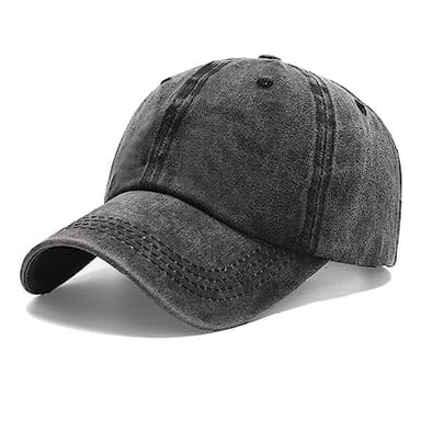 NPJY Vintage Washed Distressed Cotton Dad Hat Baseball Cap Adjustable Trucker Unisex Hats Black - Image 1