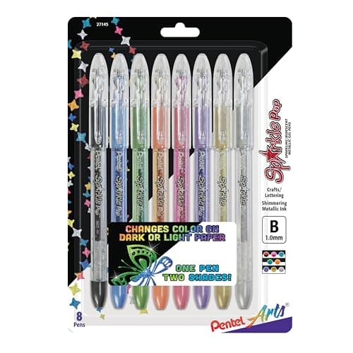 Pentel Arts Sparkle Pop Metallic Gel Ink Pen, 1.0mm Bold Line, Assorted Colors, Pack of 8 (K91PABP8M) - Image 1