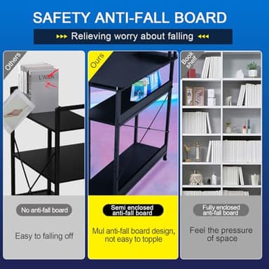 GTRACING L Shaped Gaming Desk, Carbon Fiber Style Computer Desk Compatible with Monitor Arm Storage Shelves Corner Desk Gaming Table for Home Office Desks Easy to Assemble Adjustable Shelf Height - Image 6