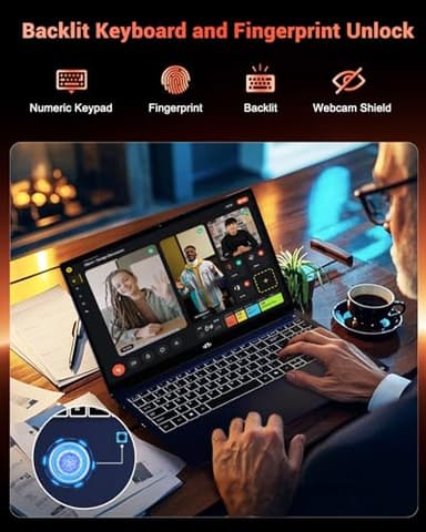 15.6'' FHD IPS Student-Laptop-Computer - AMD Ryzen 5(Beat i3 1215U 4 Cores Up to 3.7GHz), 8GB RAM 128GB SSD, 65W Type-C, 2 Years Warranty, Fingerprint, Backlit Keyboard, BT5.2, Numpad, Blue - Image 5