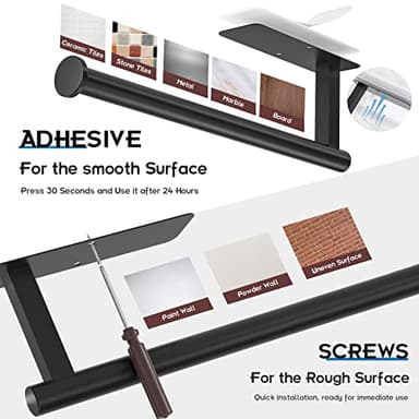 ASTOFLI Paper Towel Holder Under Cabinet No Drilling, Self Adhesive Paper Towel Holder Wall Mount for Kitchen Rack, Under Counter Napin Holder No Drill, RV, 304 Stainless Steel 12 Inch Matte Black - Image 4
