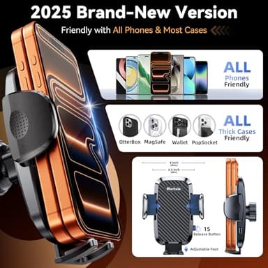 Rorhxia 3IN1 Car Phone Holder, Military-Grade 85lbs Strongest Suction Phone Holders for Your Car Dashboard/Windshield/Vent, Cellphone Holder Stand for iPhone 16 15 14 Pro Max Samsung and More - Image 7