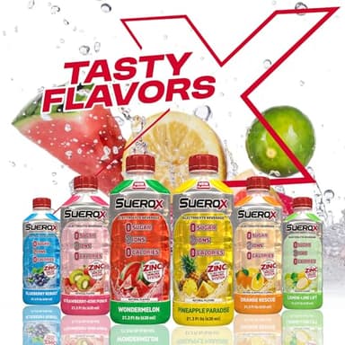 SueroX Sugar-Free Sports Drink for Hydration and Recovery, Electrolyte Hydration Drink with 8 Ions, Zero Calorie Sports Drinks with Electrolytes, Tropical Pack, 21.3 Fl Oz, 12 Count - Image 8