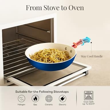 Gotham Steel 12 Pc Ceramic Cookware Set Nonstick, Ceramic Pots and Pans Set Non Stick with Steamer for Cooking, Non Toxic PFOA PFOS Free, Premium Stay Cool Handles, Oven & Dishwasher Safe - Image 4