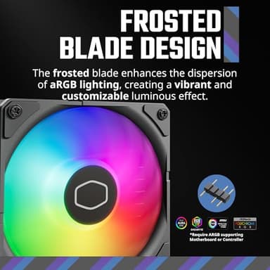 Cooler Master 240 Atmos High Performance Close-Loop AIO Liquid Cooler, R9|i7 Dual Chamber Pump, Customize Cover, Sickleflow Edge PWM, aRGB Lighting, AMD Ryzen AM5|4, Intel LGA 1851|1700 Platform - Image 8