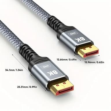 Capshi 8K 4K DisplayPort Cable 1.4, 15FT DP Cord (VESA Certified, 8K@60Hz, 4K@144Hz, 2K@240Hz/165Hz), 32.4Gbps High Speed Display Port Cable for Gaming Monitor, HDR/FreeSync/G-Sync, Braided, Grey - Image 9
