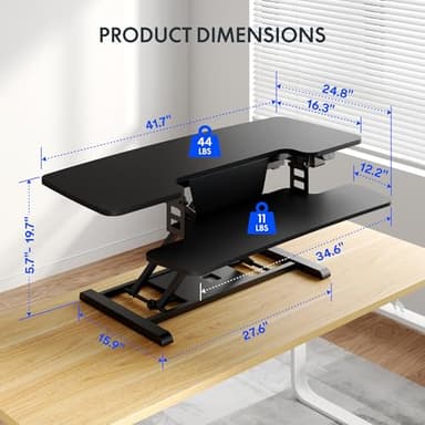 FLEXISPOT 42 inch Electric Motor Desk Converter, Height Adjustable Motorized Stand up Desk Riser with Quick Release Keyboard Tray, Black Monitors and Laptop Workstation - Image 3