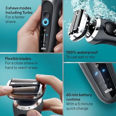 Braun Electric Shaver for Men, Series 7 7185cc, Waterproof, Wet & Dry Shave, Shaving Kit with SmartCare Center and Beard Trimmer, 3 Shave Modes, 60 Minute Battery Runtime, 10 Piece Set - Image 3
