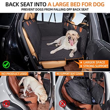 YJGF Back Seat Extender,Dog Seat Cover for Back Seat,Hard Bottom Car Seat Cover for Dogs,Dog Hammock for Car,Back Seat Pet Cover for Dogs(Black) - Image 2
