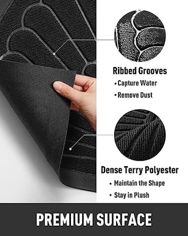tchdio Door Mat Outdoor Indoor Entrance Doormat-Semicircular Durable Rubber Non Slip Front Door Mat for Outside Inside Entry Entryway Dirt Trapper WelcomeMat for Muddy Paws and Shoes-Black 17”x30” - Image 5