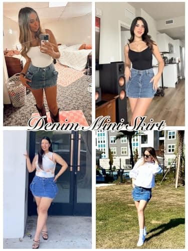 Mancreda Women Denim Cargo Skirt Mini Low Waist Button Bodycon Y2K Flap Pockets Skirts(BL,M) - Image 4