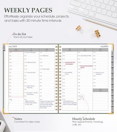 Academic Planner 2025-2026, Weekly and Monthly Calendar Planner from July 2025 - June 2026, 8.5" x 11" Hardcover Leather Hourly Appointment Book with Tabs, Spiral Daily Planners for College School Teacher Student, Green - Image 3
