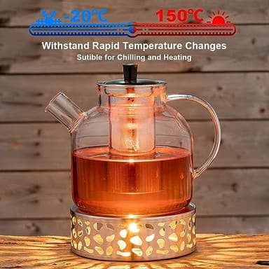 1500ml(50oz) Glass Teapot with Removable Infuser, Ehugos Stovetop Safe Large Tea Pot, Blooming and Loose Leaf Hand Crafted Kettle for Women and Adult with Stainless Infuser - Image 5