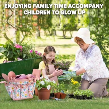 Kids Gardening Set 14Pcs Gardening Tools for Kids with Tote Bag,Watering Can, Shovel, Apron, Garden Book and More Educational STEM Learning Outdoor for Toddlers Boys Girls (Pink) - Image 5