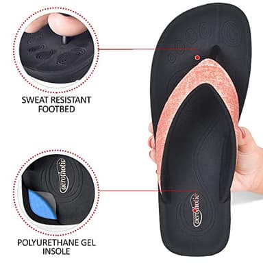 AEROTHOTIC Slip On Recovery Footwear Plantar Fasciitis Flip Flops for Women Yoga Mat Outdoor Walking Beach Ladies Arch Support Summer Thong Dressy Casual Sandals (Mellow Peach, Size 9) - Image 5