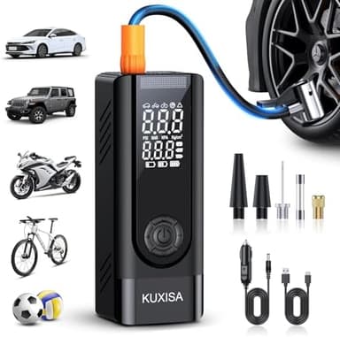 KUXISA Tire Inflator Portable Air Compressor, 180PSI Air Compressor with Digital Pressure Gauge, 3X Faster Portable Air Pump for Car, Motorcycle, Bicycle, Ball and More(Black - Image 3