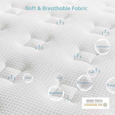 VIZIM Twin Mattress, 12 Inch Wave Memory Foam & Pocket Spring Hybrid Mattress in a Box for Pressure Relief, CertiPUR-US Certified, Made in USA (39x75x12 Inches) - Image 4