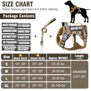 MOOGROU Tactical Dog Harness and Leash Set for Large Dogs,Heavy Duty No Pull Service Dog Vest and 10 Patches with Dog Seat Belt,Reflective Adjustable Pet Harness for Training Walking Hiking Camo L - Image 5