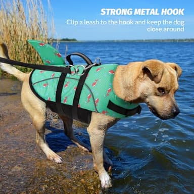 Queenmore Small Dog Life Vest for Swimming, Shark Dog Life Jacket, XS Life Vest for Boating, Puppy Life Jackets for Small Dogs Cats, Pet Floating Dog Swimming Vest with Handle/Leash Hook - Image 4