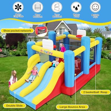 Big Bounce House for Kids 8-12 Girls/Boys Gifts, 15ft Ball Game Inflatables Bouncy House with Double Slide 3-12 Bouncy Castle with Blower, Jump House with Slide, Double Basketball Hoop - Image 5