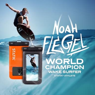 Statik MarCase Waterproof Phone Pouch - Floating Waterproof Bag, Light Reflective Stripes for Easy Phone Retrieval, Designed with WakeSurf World Champion Noah Flegel, Phones up to 7 inch (Black) - Image 2