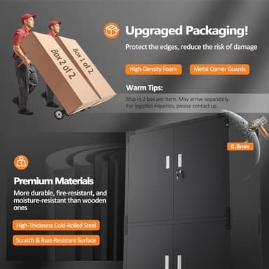 VINGLI Large Garage Storage Cabinet with 4 Doors, Upgraded Height & Wide & Deep, 43''W x 23''D x 75''H, Oversized Metal Storage Cabinet with Pegboards Wheels Locks and Adjustable Shelves (Black) - Image 5