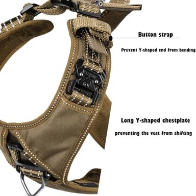 ICEFANG Dog Strap Harness with 4 x Metal Buckles,for Medium Sized Dog,K9 Vest,Y-Shape Chest,Adjustable Pet Harness,No-Pull Front Leash Clip (Medium (Pack of 1), Brown) - Image 4