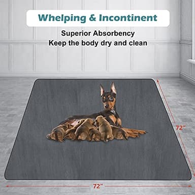 INVENHO Washable Pee Pads for Dogs 72"x72" Reusable Dog Pads Extra Large Upgrade Non-Slip Dog Pee Pads Heavy Absorbency Puppy Pee Pads Quick Dry Whelping Pads/Waterproof Puppy Training Pad - Image 6