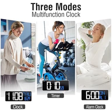 TXL 13 Inch Large Digital Wall Clock with Remote Control, 9 Color Night Light LED Desk Clock Digital with DST/Calendar/Temperature/Timer Function, Auto Dimmer, for Classroom, Living Room (White+Blue) - Image 7