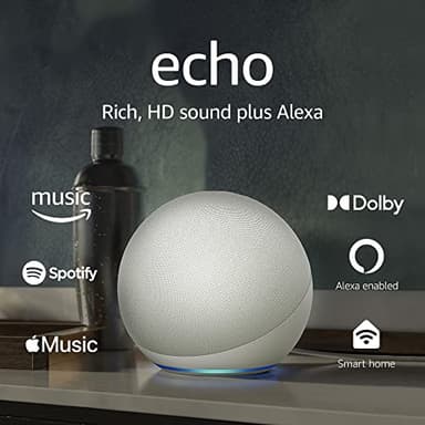 Amazon Echo (newest model), Alexa speaker with premium sound, Ideal for large bedrooms, living rooms and kitchens, Glacier White - Image 8