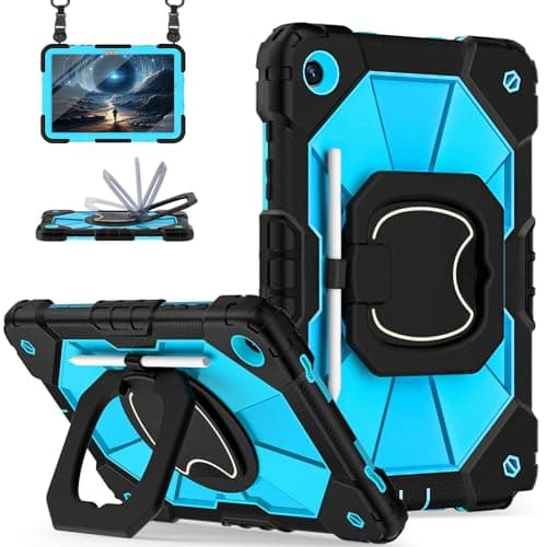 Scnioy for Galaxy Tab A9 Plus Case 11 Inch, Rugged Case for Samsung Galaxy A9+ Tablet with Screen Protector 360 Rotating Stand Shoulder Strap Pen Holder, 2023 Model(SM-X210/X216/218), Black Blue - Image 1