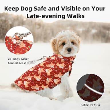 Mile High Life Dog Warm Coat, Small Dog Winter Jacket Windproof Water Resistant Cold Weather Coats Cozy Snow Jacket Vest for Puppies (Red, X-Small Chest 11.8") - Image 2