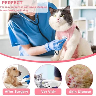 Hpetppy Cat Recovery Suit, Breathable Cat Surgery Recovery Suit Female, Cat Onesie for Cats After Surgery Spay Surgical Abdominal Wound Skin Diseases Cone of Shame Alternative (Pink,S) - Image 8