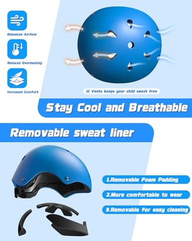 Kids Bike Helmet Set, Adjustable Helmet for Ages 3-10 Year Boys Girls, Pad Set with Knee and Elbow Pads for Bike, Roller, Skating, Scooter, Longboard and More Sports - Image 4