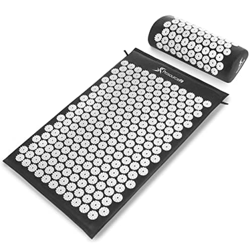 ProsourceFit Acupressure Mat and Pillow Set for Back/Neck Pain Relief and Muscle Relaxation, Black - Image 1