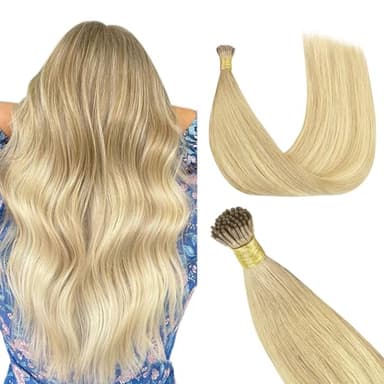 GOO GOO I Tip Hair Extensions, Real Human Hair, 24inch 50g, Cold Fusion I Tip, Invisible Remy, Pearl Ash Blonde Highlights - Image 1