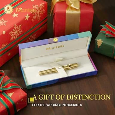 MCNTEIK EDC Luxury Gel Pen, Brass Body,24k Gilded Clip,Heavy Pocket Pen,Best Pen for Men, Women, Include Fancy Gift Box,Spare black Refill,Classic,Sport,Nice Office Designer Pens Set - Image 6
