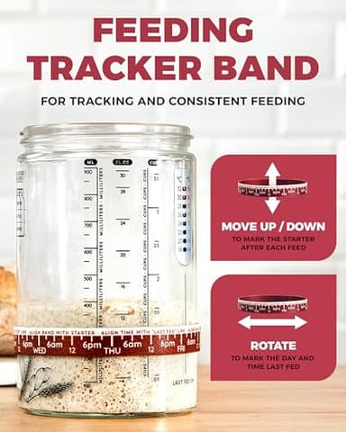 Superbaking Sourdough Starter Jar, Beginner Sourdough Starter Kit, 34oz Wide Mouth Sour Dough Glass Jar with Guides & Recipes, Sourdough Bread Baking Supplies, Sourdough Container Crock - Image 6